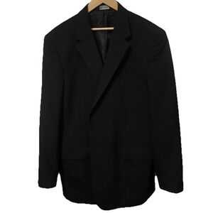 Jos A Bank Men's Black 3 Button 46 Long 100% Wool Suit Blazer Jacket-016